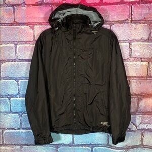 U2 Sportswear Jacket XS Black Lightweight Hooded Windbreaker Zip Mesh Lined